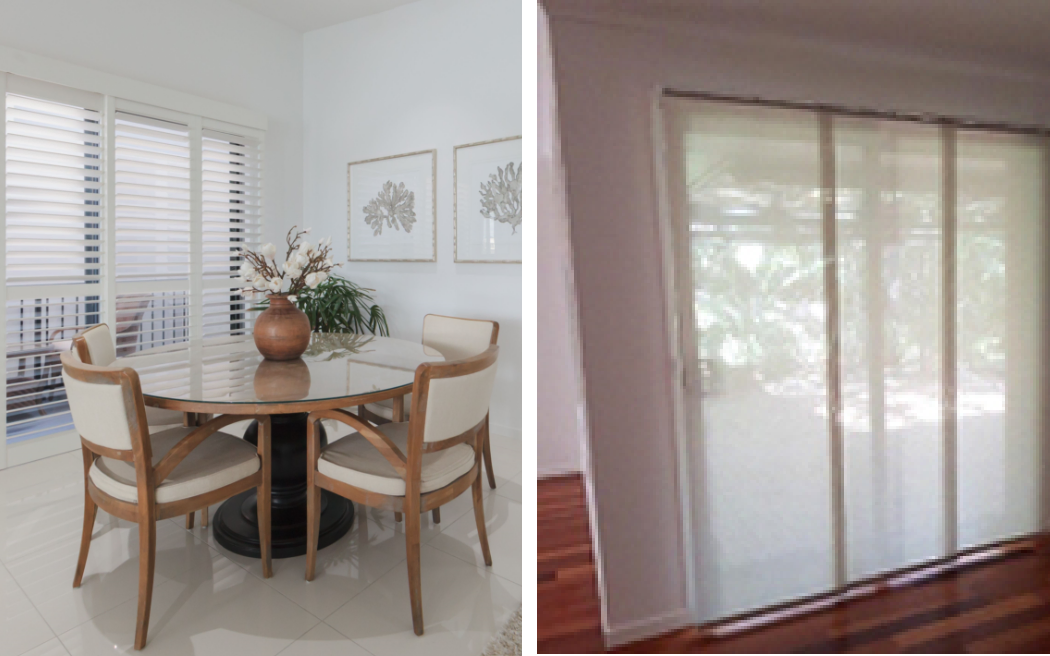 dining area with windows